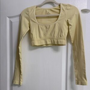 NUX Pale Yellow Long Sleeve Cropped Top